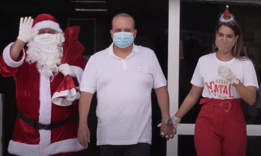 Ibaneis Rocha e Mayara Noronha durante Campanha Nosso Natal 2020. Foto: Reprodução