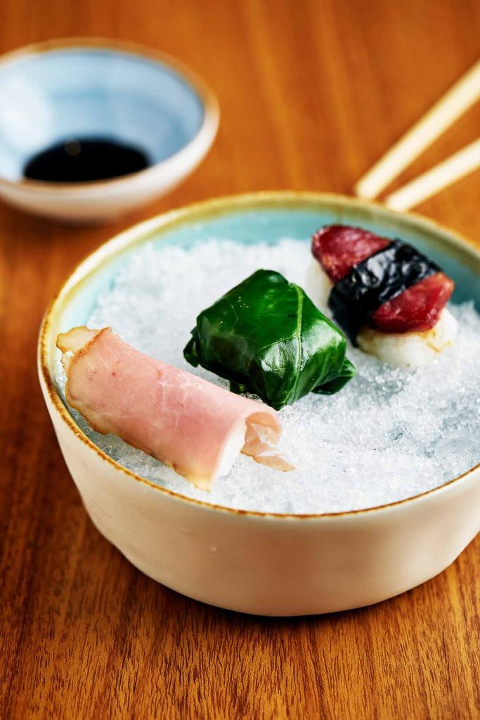 Sushis de porco. Foto: Bruno Aguiar