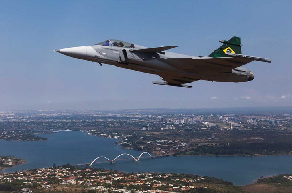 Caça F-39 Gripen. Foto: Sgt. Johnson/ Força Aérea Brasileira