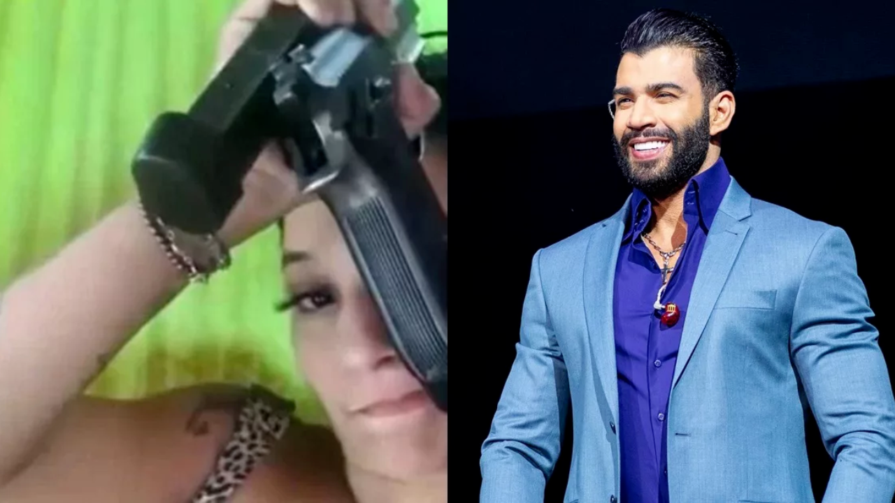 Reconhecida como uma traficante da região, ela publicou um vídeo segurando uma arma na mão, afirmando que seria o último show do cantor
