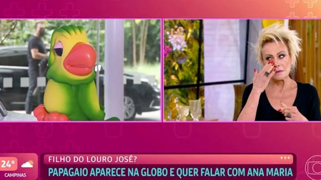 Durante o ‘Mais Você’ desta manhã (5) a apresentadora foi surpreendida pela visita de um ‘papagaio surpresa’ nos Estúdios Globo