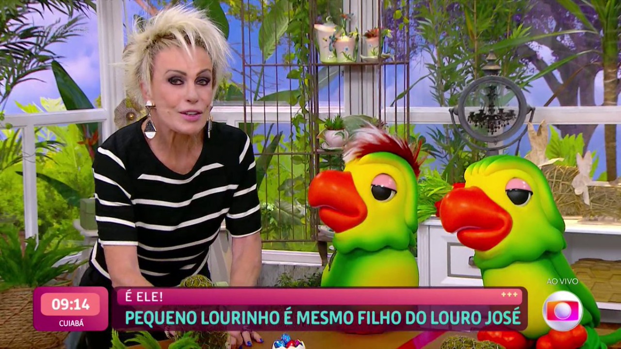O primeiro papagaio a aparecer e a apresentadora tiveram a confirmação de que Lourinho é realmente filho de Louro José