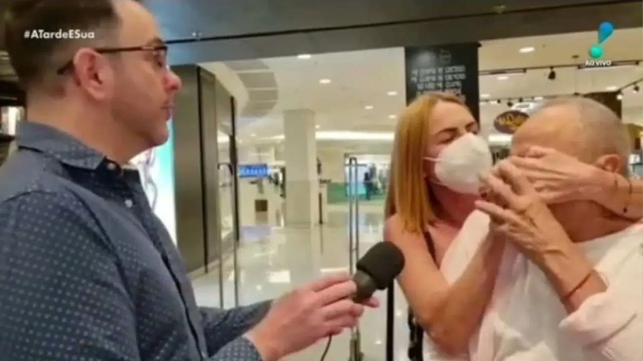 Um repórter da Rede TV foi surpreendido por Marilene Saade, esposa do ator, após impedir o marido de dar uma entrevista