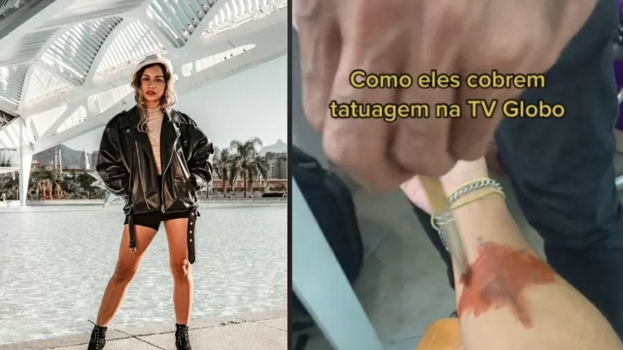 A bailarina, que possui uma rosa-dos-ventos na parte interna do braço, mostrou em um vídeo o trabalho dos maquiadores