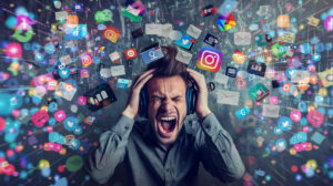Stress provocado pelo excesso de uso das redes sociais.