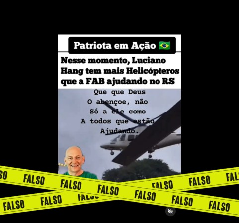 Fake News sobre tragédia no RS. Reprodução Lupa, plataforma de combate à desinformação por meio do fact-checking e da educação midiática.