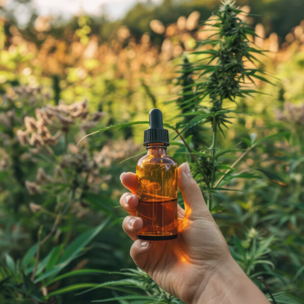 weed leaves oil still life