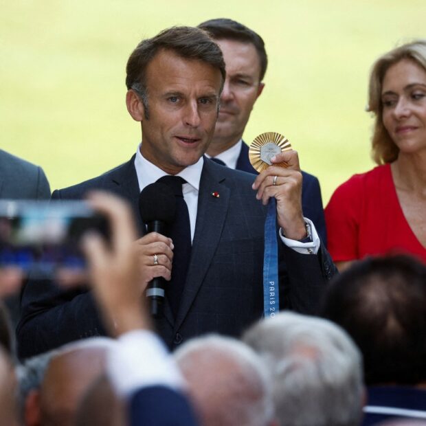 french president macron meets stakeholders who contributed to the organising and hosting of the 2024 paris olympic games at the elysee palace in paris