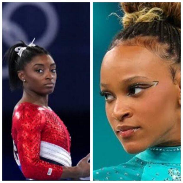 Simone Biles e Rebeca Andrade. Banco de Imagens