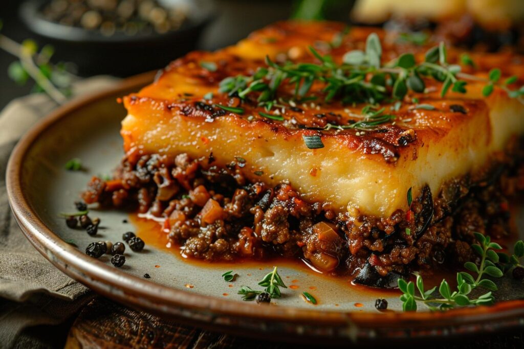 delicious greek moussaka with eggplant pla