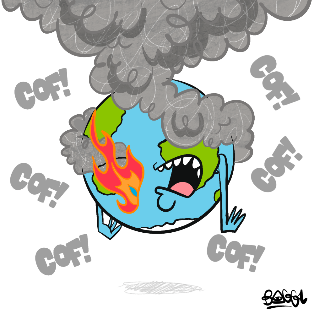 charge mundo fogo fumaça