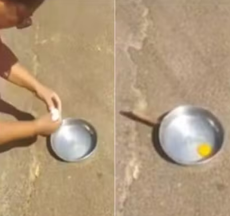 moradora frita ovo no asfalto