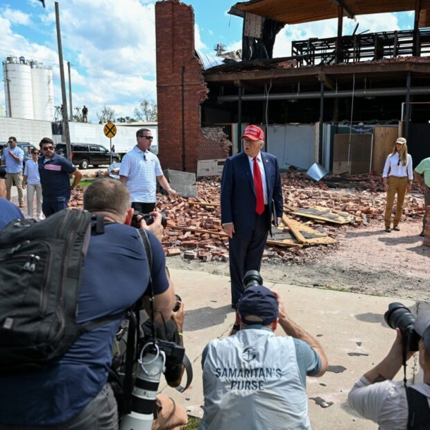 donald trump visits georgia in the aftermath of powerful storm helene