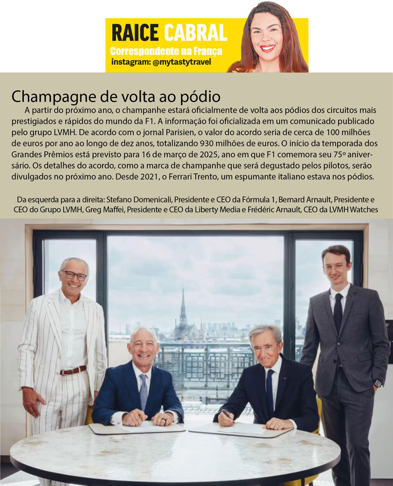 champagne de volta ao pódio