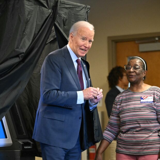 us president joe biden casts his early voting ballot in the 2024 general election
