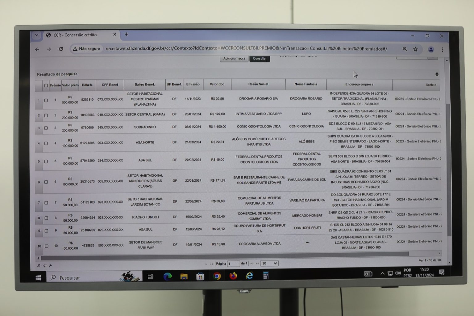 nota legal resultado