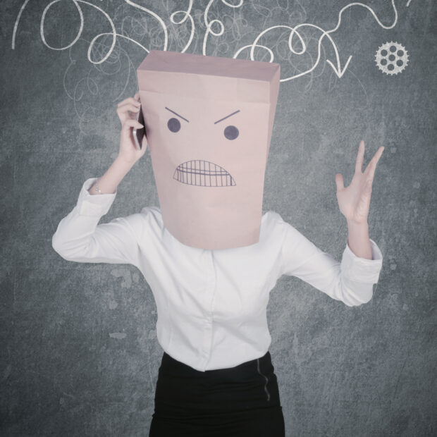 unknown female entrepreneur with tangled arrows