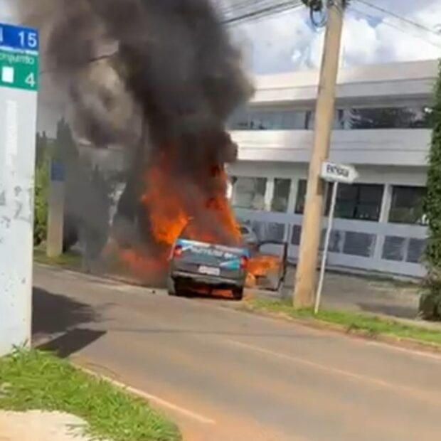 carro pega fogo lago sul