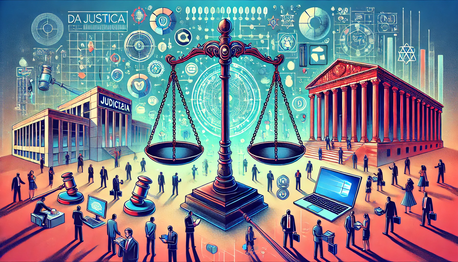 dall·e 2024 12 09 17.37.18 uma ilustração detalhada e vibrante do dia da justiça no brasil, com uma balança da justiça em primeiro plano representando imparcialidade e equilíbri