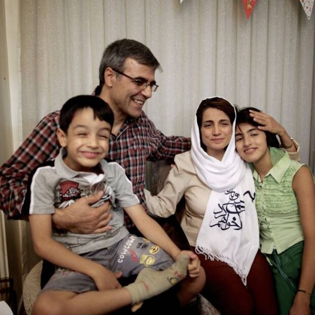 34484433 iranian lawyer nasrin sotoudeh poses with her husband reza khandan her son nima l and h