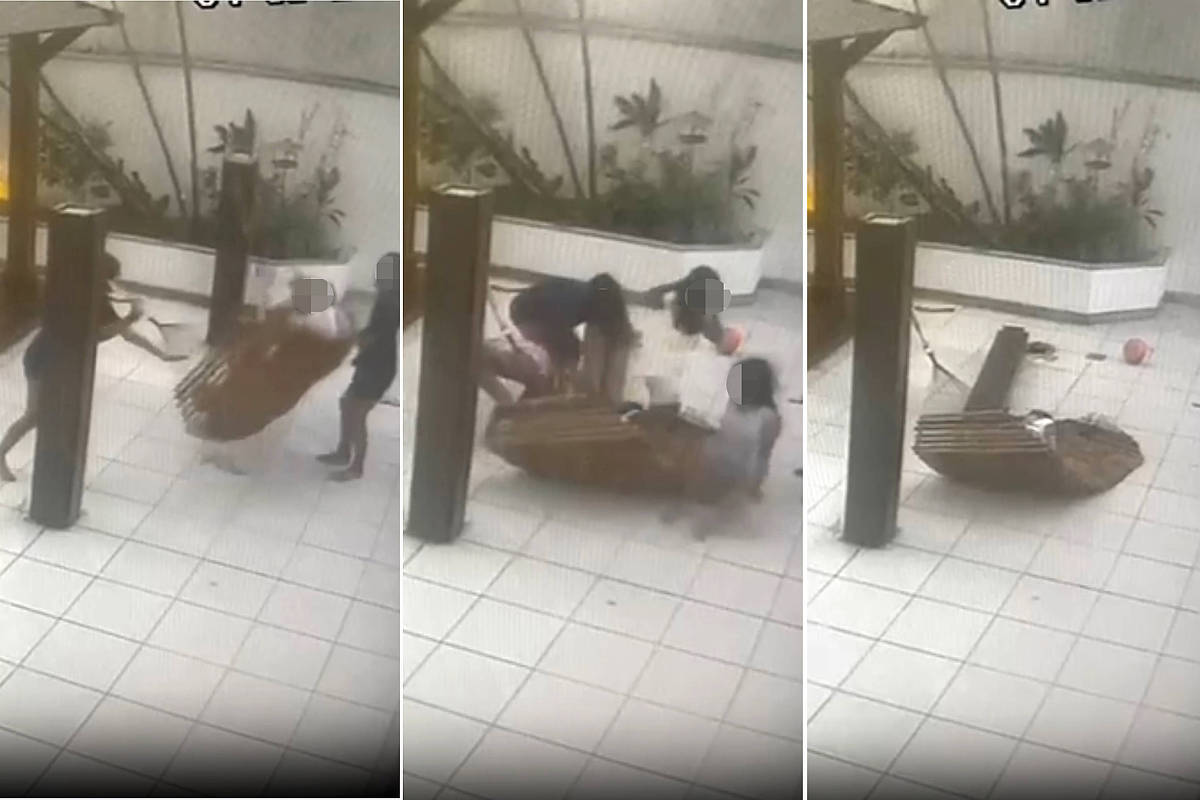 menina atingida por pilastra