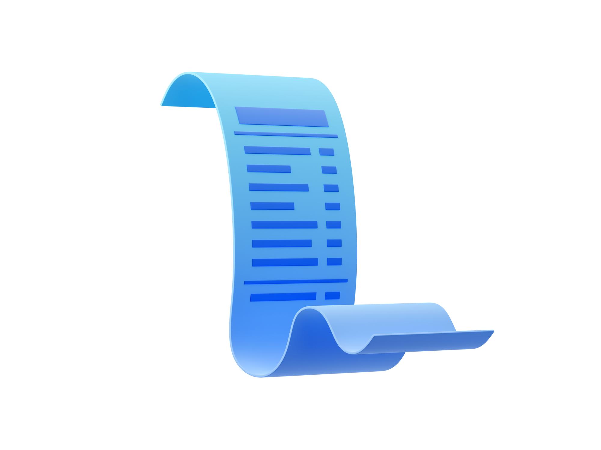 3d illustration payment confirmation bill