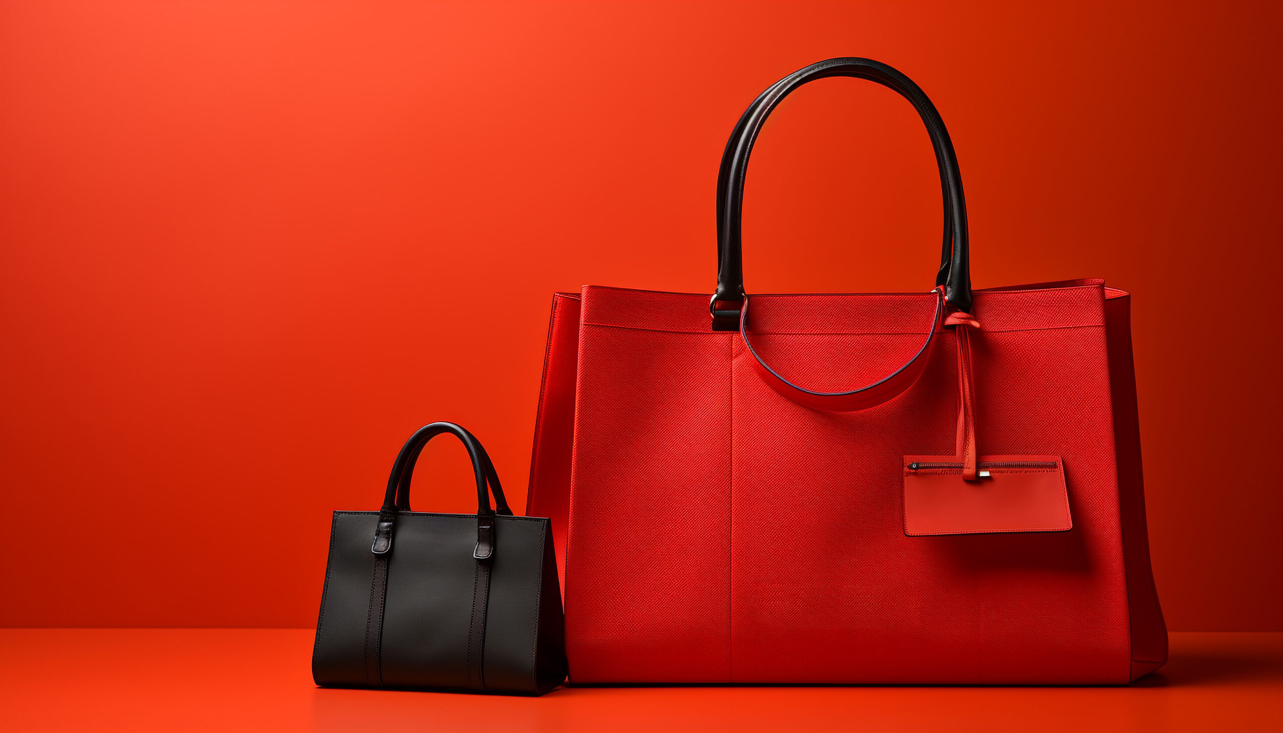 fashionable women carrying luxury leather bags in a modern studio generated by ai