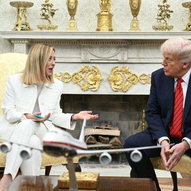 us president donald trump meets italian prime minister giorgia meloni