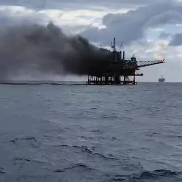 incendio na plataforma da bacia de campos