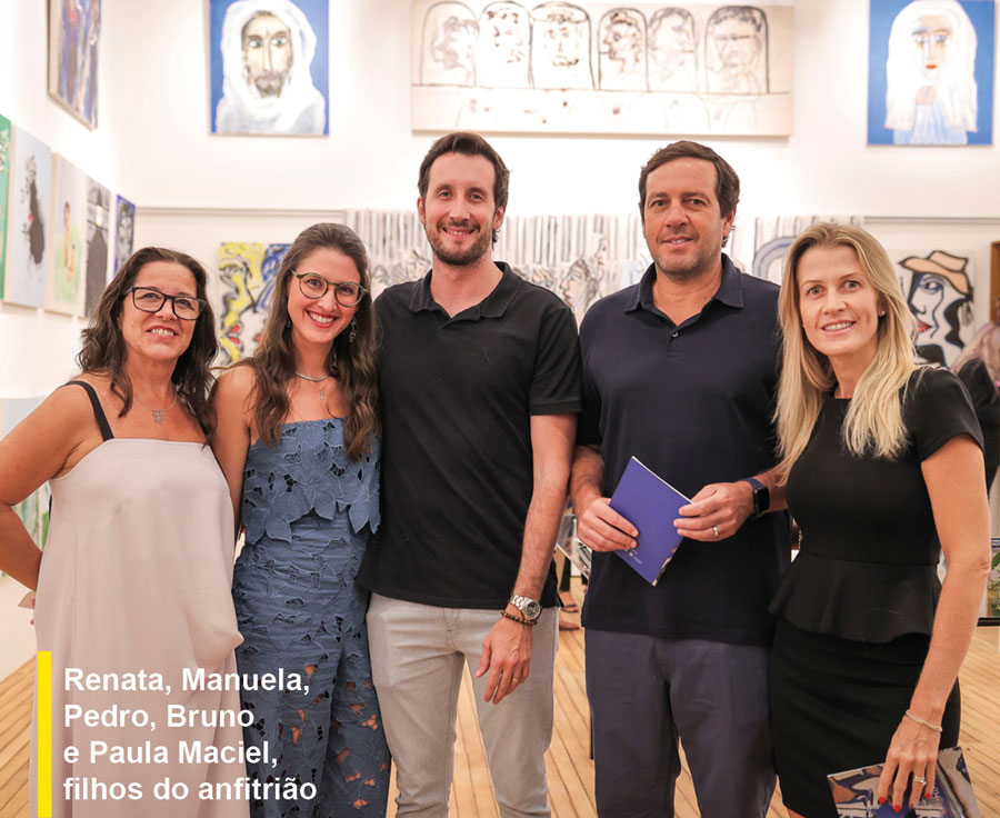 renata, manuela, pedro, bruno e paula maciel, filhos do anfitrião