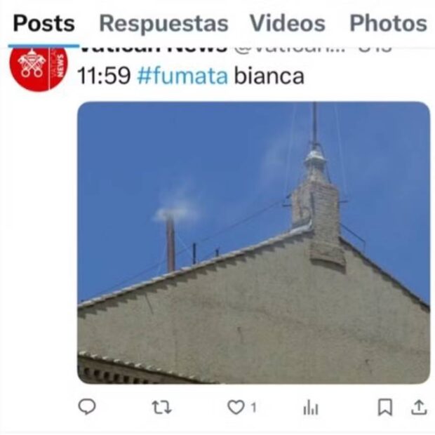 vaticano se confunde, posta 'fumaça branca'