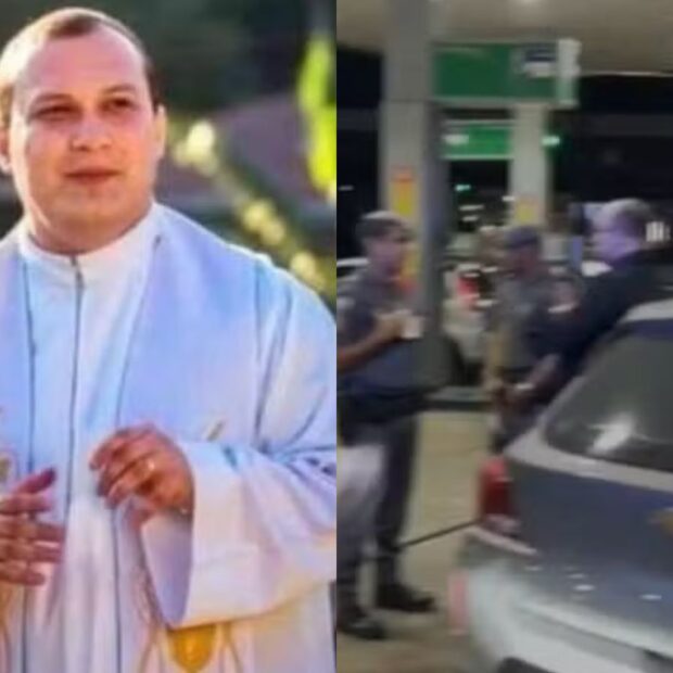 O religioso foi flagrado cambaleando, quebrando garrafas e ameaçando funcionários.