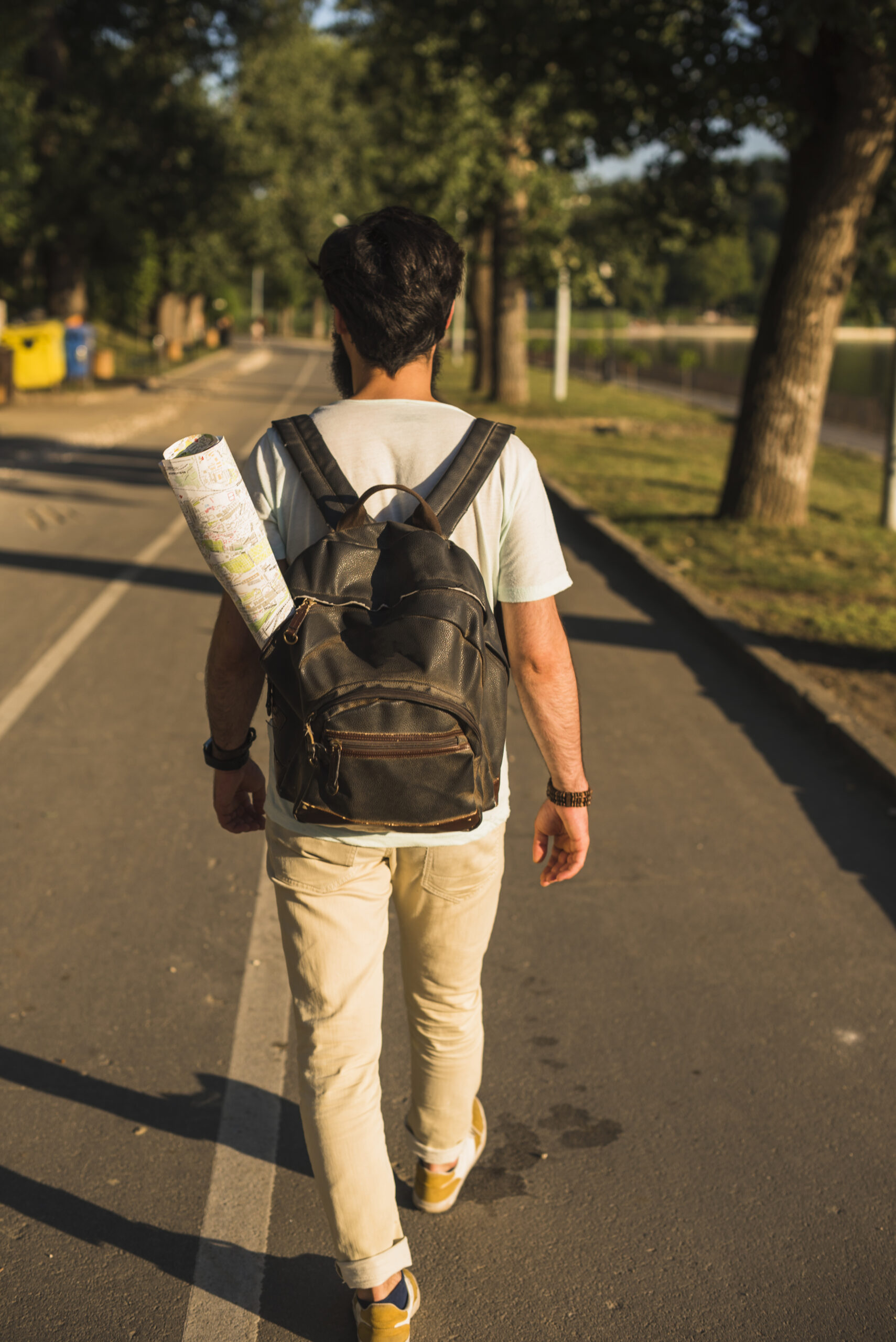 hipster backpacking