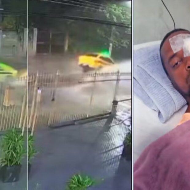 tampa solta de bueiro faz carro 'voar' e taxista perde a visão de um olho