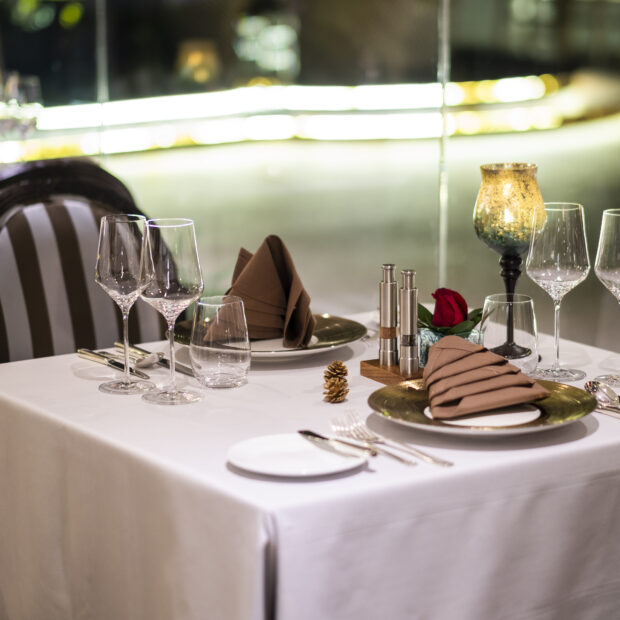 luxury dinner table in hotel