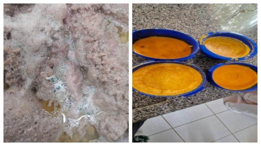 escolas do df servem carne com plástico, couro e resto de rótulo em merenda