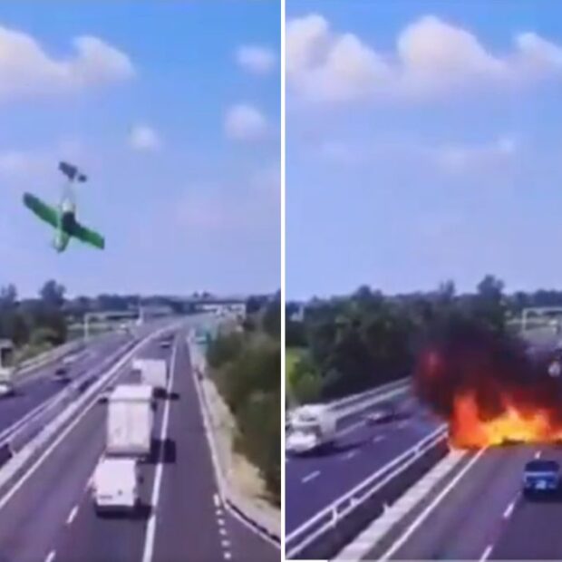 queda de aviao em rodovia mata casal na italia