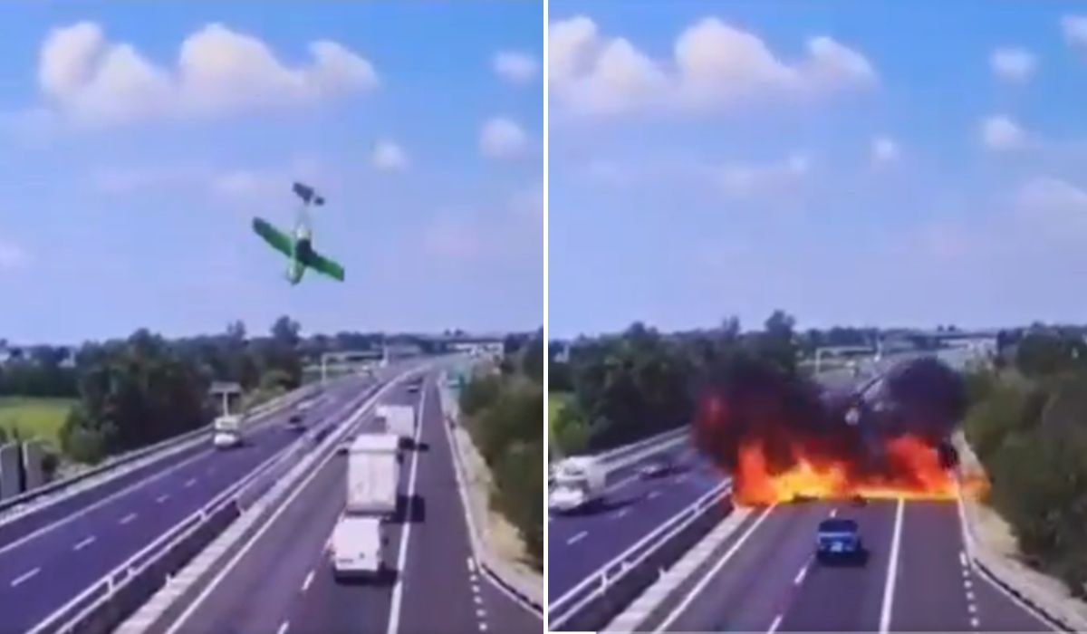 queda de aviao em rodovia mata casal na italia