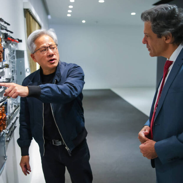 jensen huang, ceo da nvidia, e o ministro da fazenda, fernando haddad