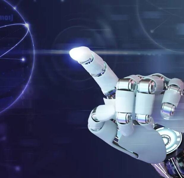 dedo da mao do robo graficos de tecnologia de fundo de ia