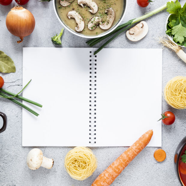 sopa e legumes arranjo plano lay