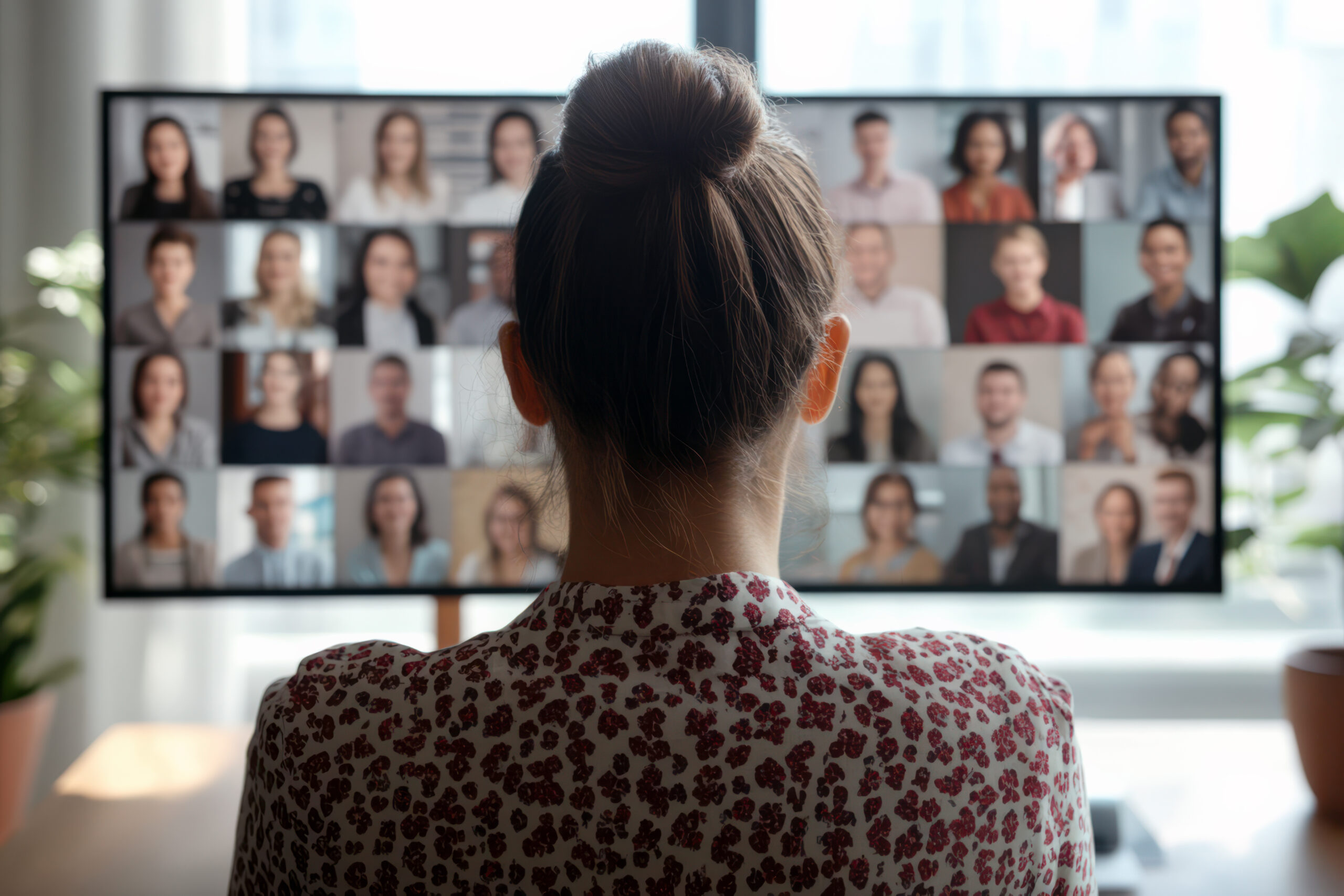 professional woman in remote business videoconference