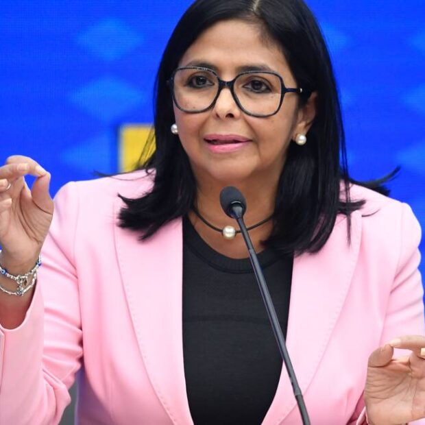 venezuelas vice president delcy rodriguez speaks during a press conference during whic