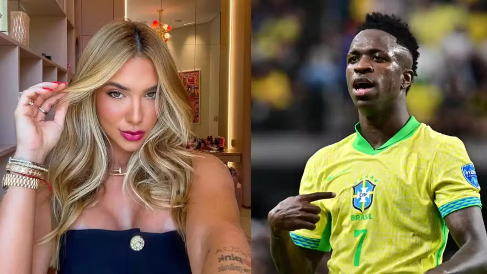 Modelo brasileira expõe conversas íntimas com Vini Jr. em meio ao affair com Virginia.