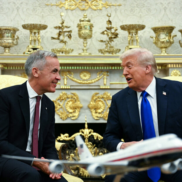 us president donald trump meets canadian prime minister mark carney