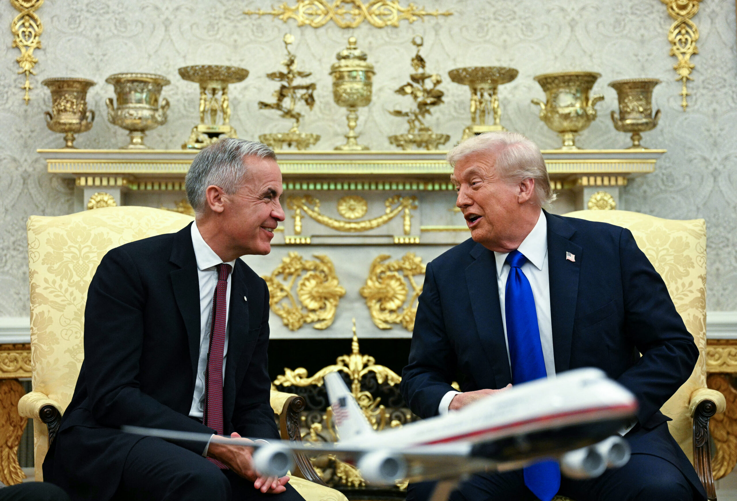us president donald trump meets canadian prime minister mark carney