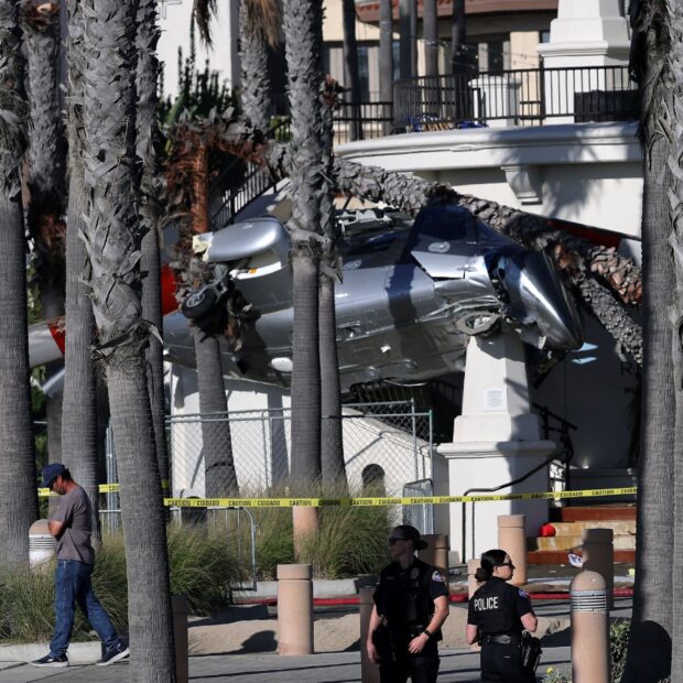 helicopter crashed on pacific coast highway in huntington beach, ca