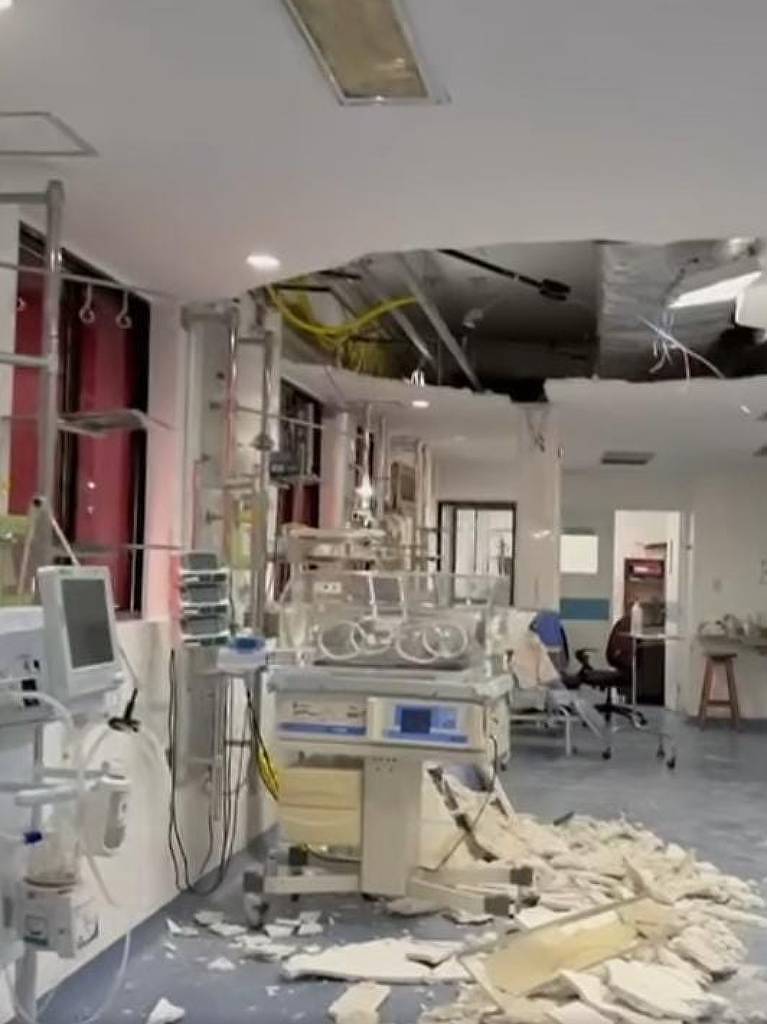 parte de teto cai em uti neonatal em recife; ninguém fica ferido