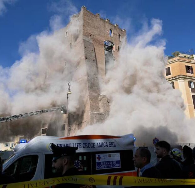 torre medieval em roma desaba