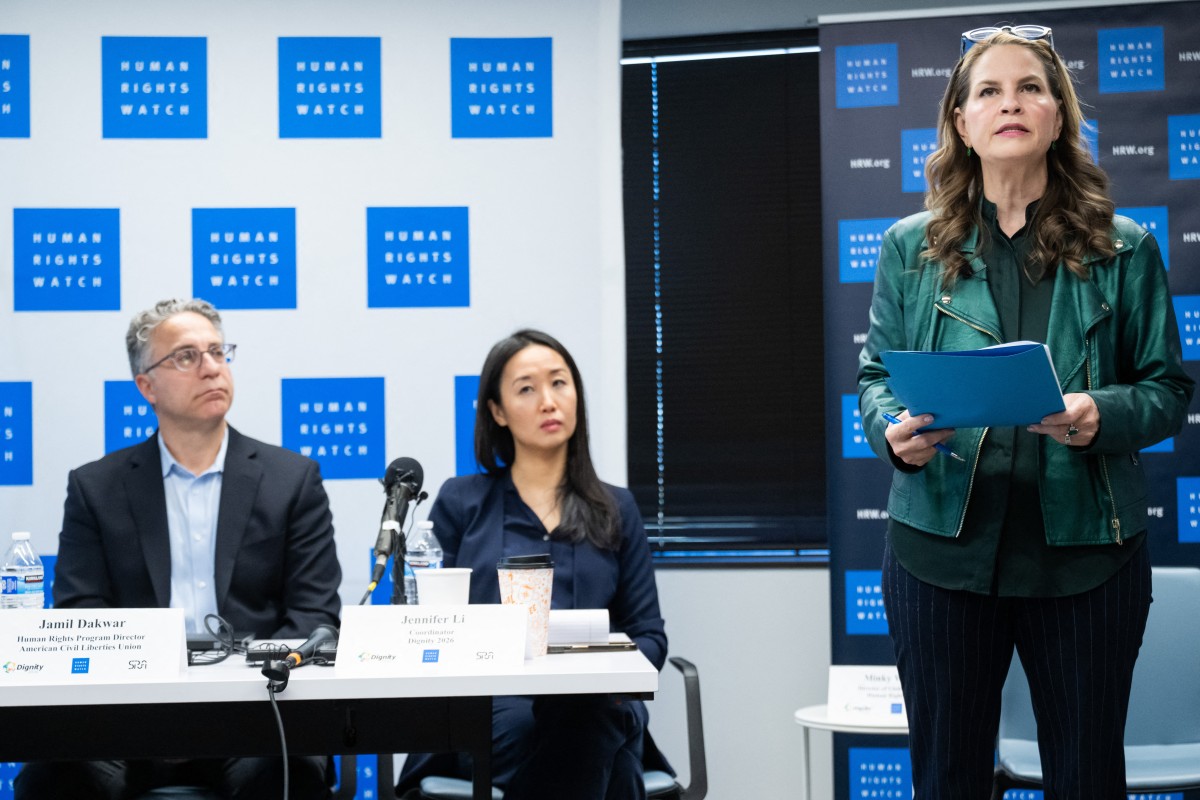 human rights watch holds presser to present its new reporting on immigration enforcement ahead of world cup 2026 in the us